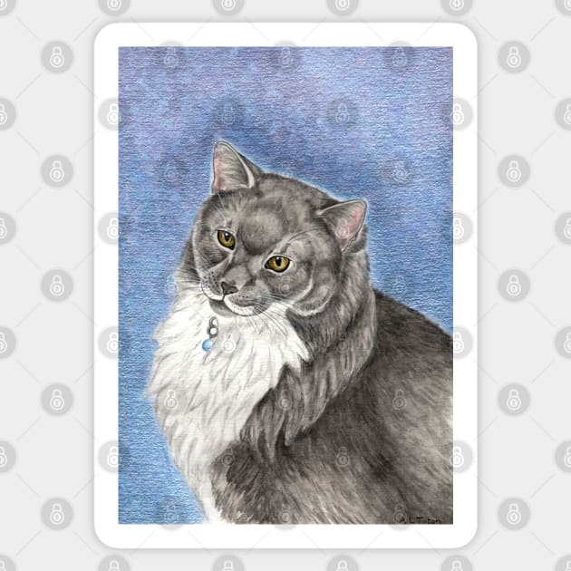 Grey and White Cat Sticker by WolfySilver